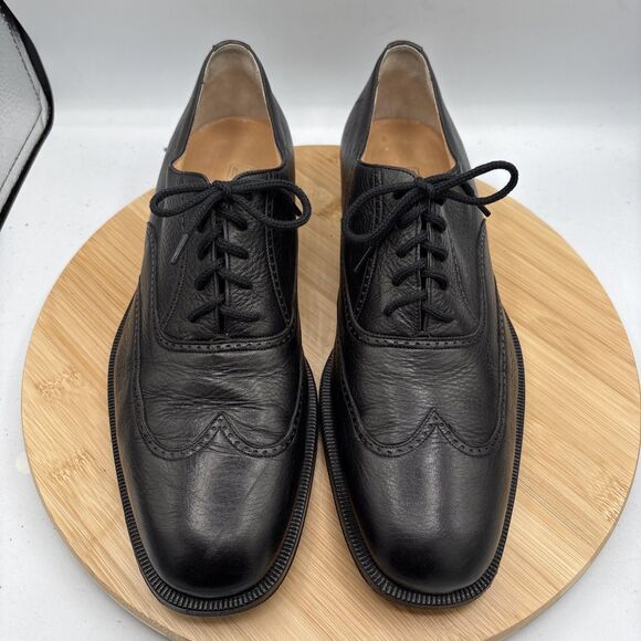 Bruno Magli  Mens Coby11M Black Leather Wingtip Brogue Oxford Italy Lace Vibram - Picture 3 of 11